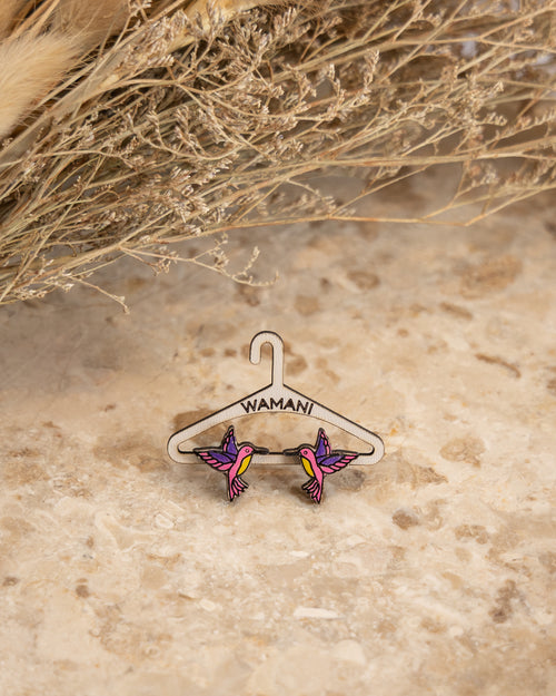 Wooden Hummingbird Stud Earrings