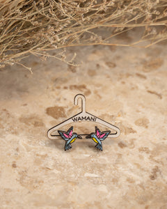 Wooden Hummingbird Stud Earrings