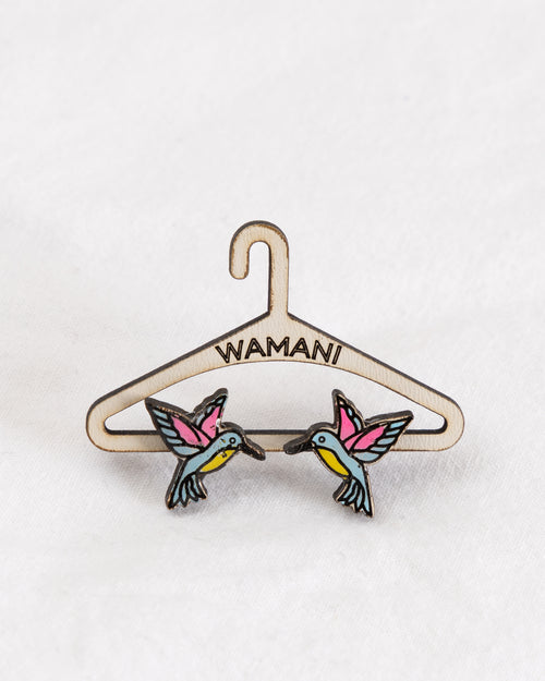 Wooden Hummingbird Stud Earrings