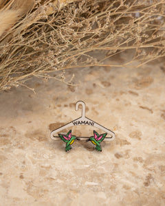 Wooden Hummingbird Stud Earrings