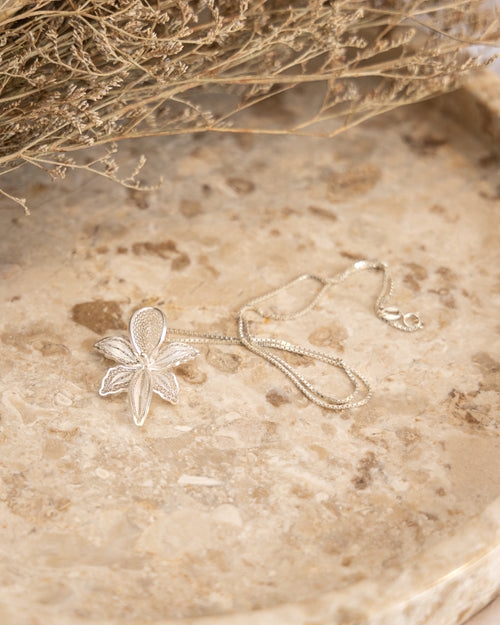 Small Orchid Filigree Pendant Necklace