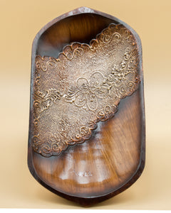 Decorative Hand-Painted Brown & Gold Bowl