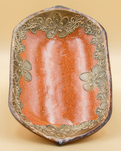 Decorative Hand-painted Orange & Gold Bowl