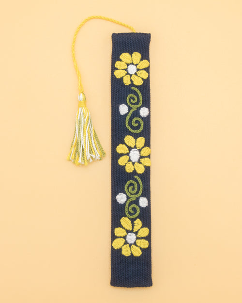 Embroidered Yellow & White Bookmark