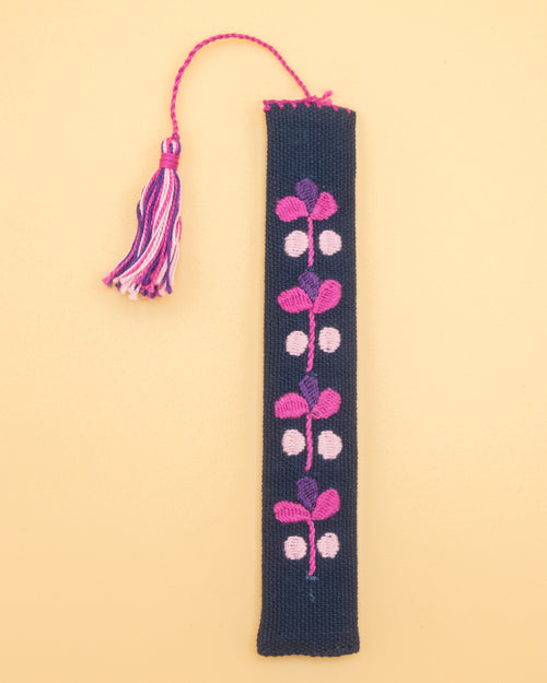 Embroidered Pink & Purple Bookmark