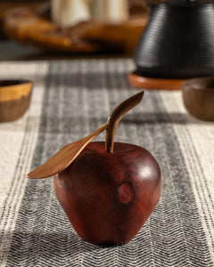 Hand-Carved Wooden Apple Decor