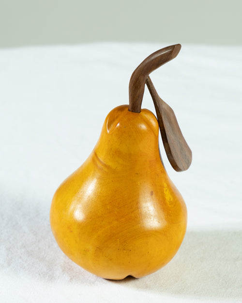 Hand-Carved Wooden Pear Decor
