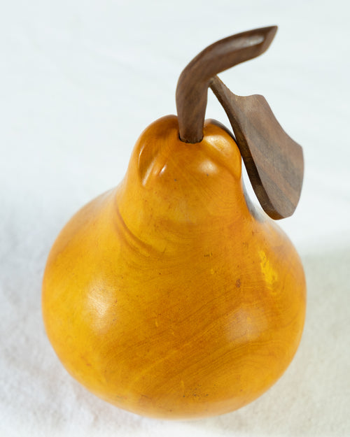 Hand-Carved Wooden Pear Decor