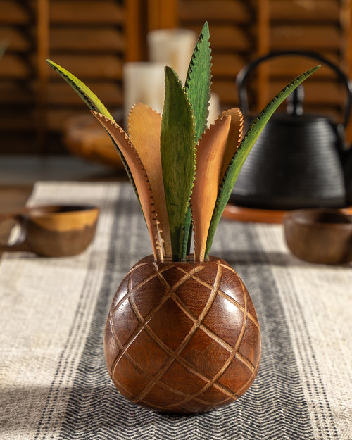 Hand-Carved Wooden Pineapple Decor