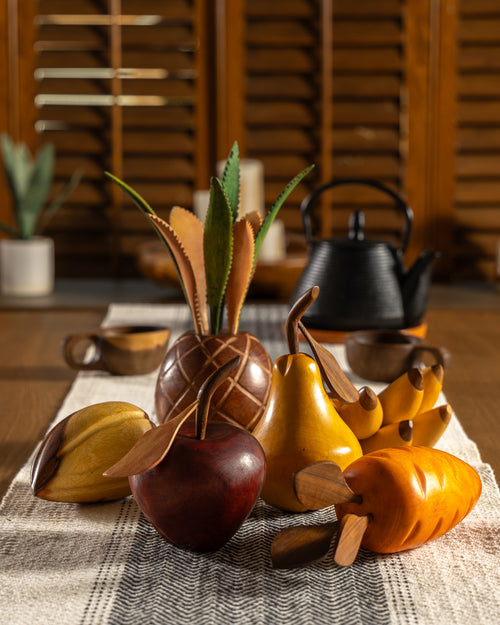 Hand-Carved Wooden Apple Decor