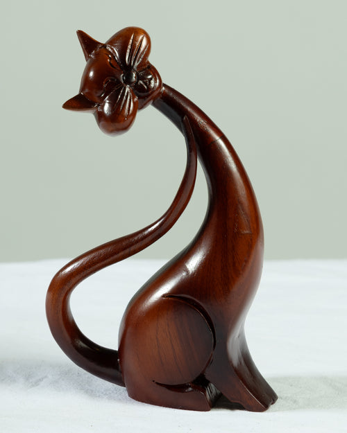 Hand-Carved Wooden Siamese Cats