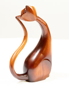 Hand-Carved Wooden Siamese Cats
