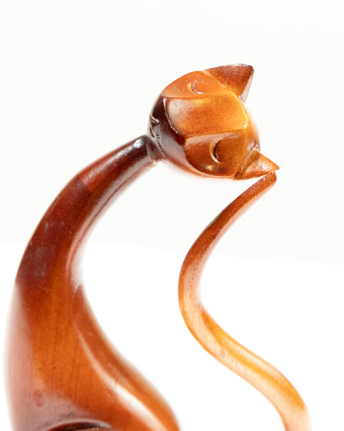 Hand-Carved Wooden Siamese Cats