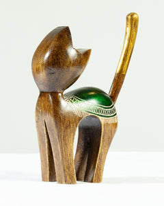 Decorative Hand-Painted Wooden Cat Trio