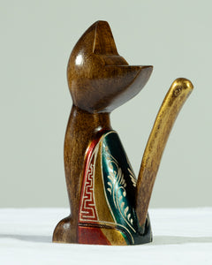 Decorative Hand-Painted Wooden Sitting Cat Trio