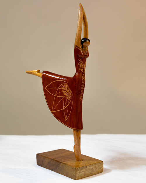 Hand-Carved Wooden Ballerina Statue