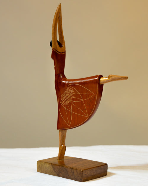 Hand-Carved Wooden Ballerina Statue
