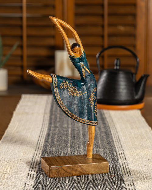 Hand-Carved Wooden Ballerina Statue
