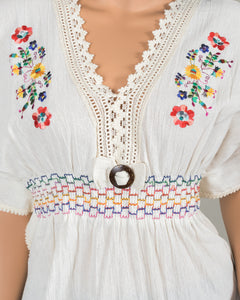 Embroidered Floral Tunic Blouse