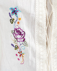 Embroidered Corset-Laced Top