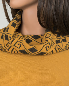 Poncho with Cowl Collar - Mustard Yellow