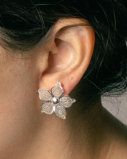 Medium Adenium Flower Filigree Earrings