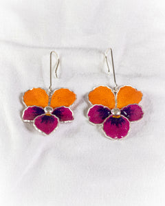 Colorful Orchid Dangle Filigree Earrings