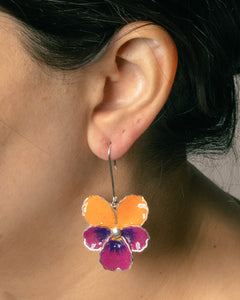 Colorful Orchid Dangle Filigree Earrings