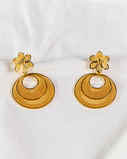 Tri-Circle Filigree with Flower Earrings