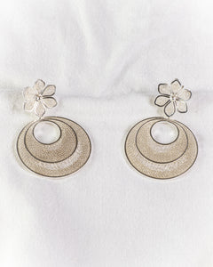 Tri-Circle Filigree with Flower Earrings