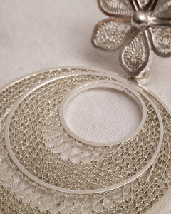 Tri-Circle Filigree with Flower Earrings