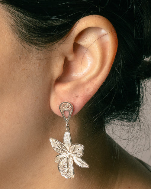 Orchid Dangle Filigree Earrings