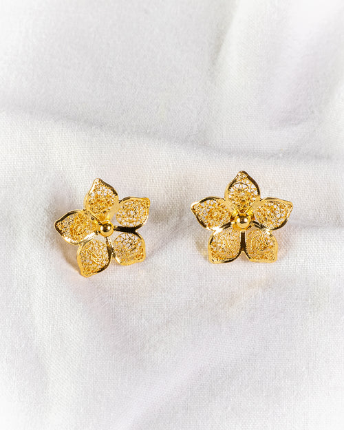 Small Adenium Flower Filigree Stud Earrings