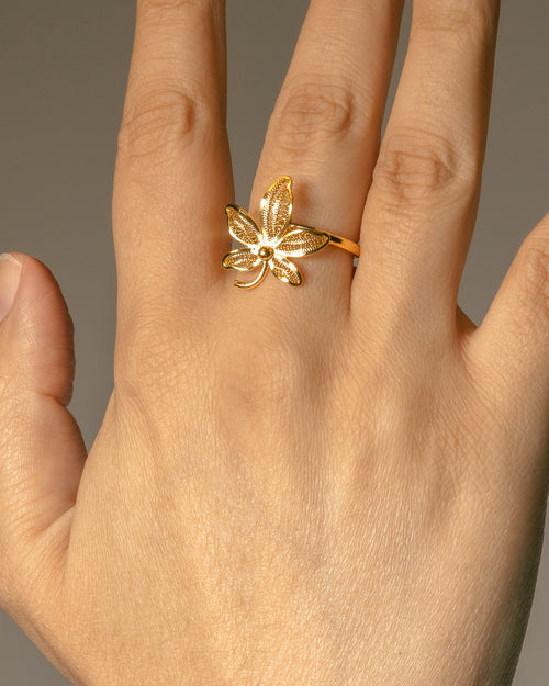 Floral Filigree Adjustable Ring