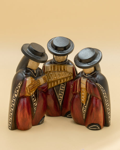 Wooden Andean Musician Trio