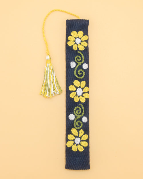 Embroidered Bookmark - Yellow & White