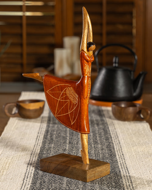 Hand-Carved Wooden Ballerina Statue