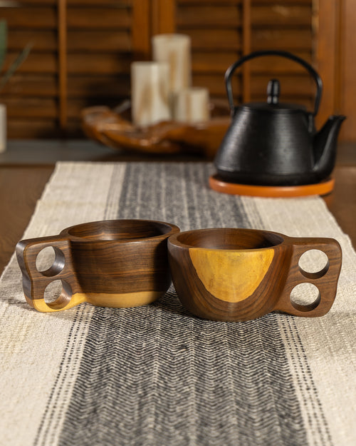 Hand-Carved Coffee Mug Duo